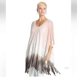 CHICOS / Felicity V-neck Fringe Poncho Size M